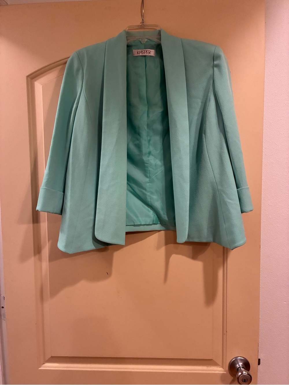 Kasper Mint Open-Front Draped Blazer